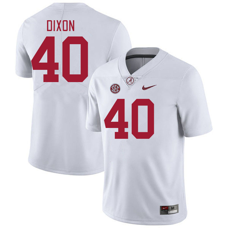 Men #40 Sterling Dixon Alabama Crimson Tide College Football Jerseys Stitched-White